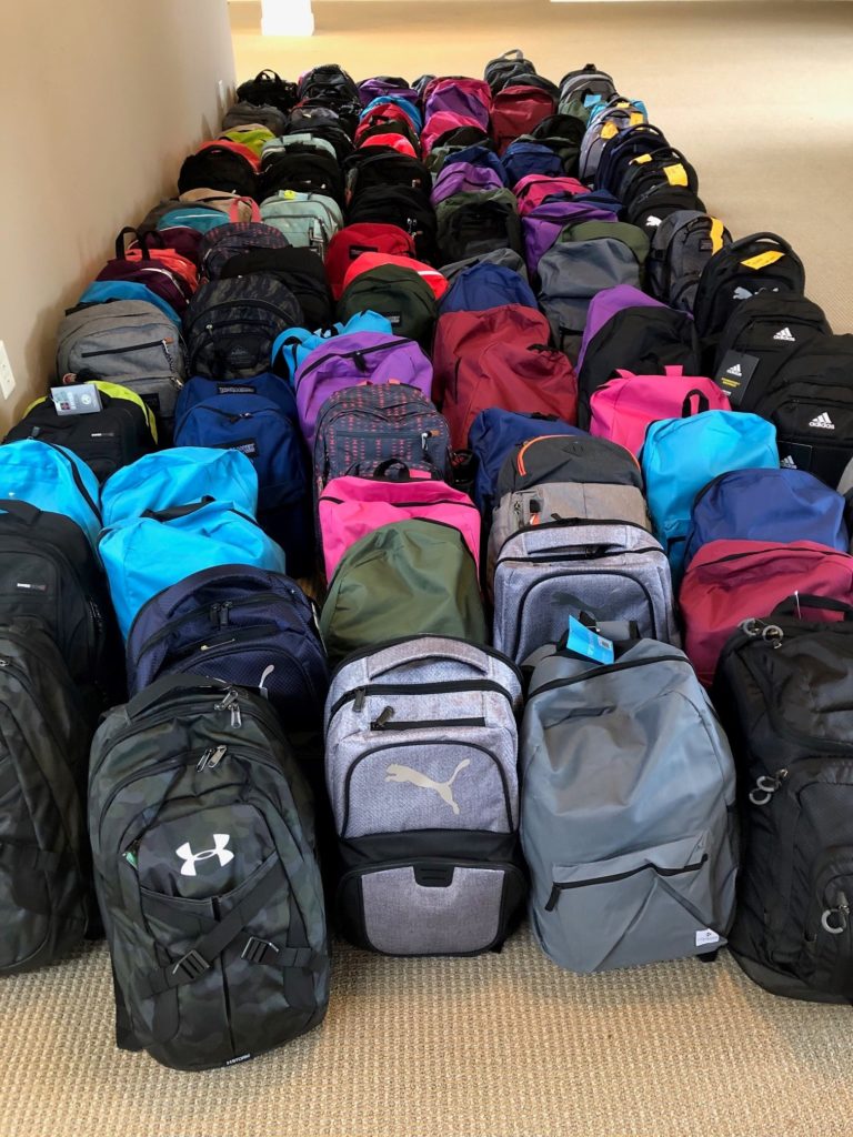 backpacks lined up