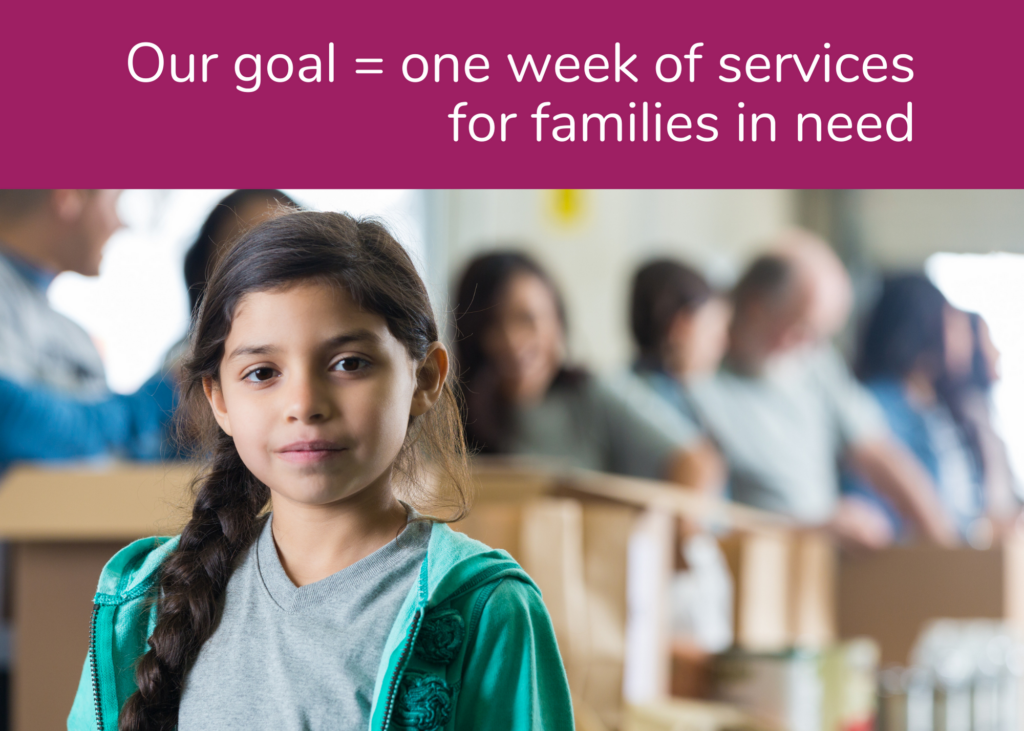 Our goal = one week of services for families in need